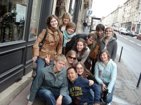 Outside the cheese restaurant in Nancy with all the other assistants. April 2007